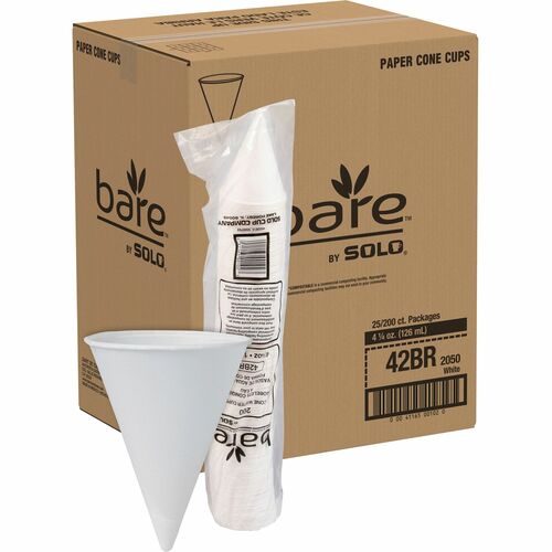 Solo Cup Company  Cup, Cone, 4.25 oz, 2-9/10"Dia x 3-7/10", 5000/CT, White