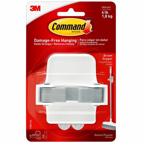 3M  Broom Holder,w/Adhesive,5-1/5"x5-3/5"x4",6/BG,2BG/CT,WE
