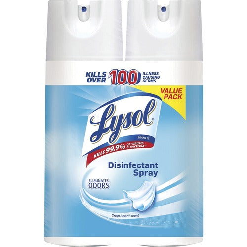 Reckitt Benckiser  Disinfectant Spray, Crisp Linen, 12.5 oz, 2/PK, Clear