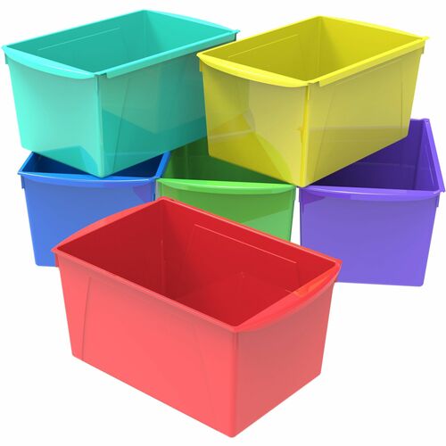 Storex Industries Corporation  Book Bins, 9-1/5"Wx14-1/2"Lx7"H, 6/CT, Assorted