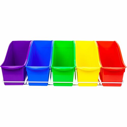 Storex Industries Corporation  Book Rack, w/ 5 Bins, 14-3/10"Wx25-7/10"Lx7-1/4"H, AST