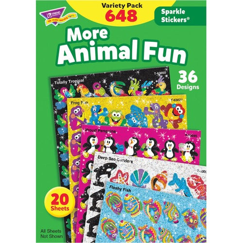 Trend Enterprises  Sticker Variety Pack, Sparklers, Animals, 37 Designs, 648/PK