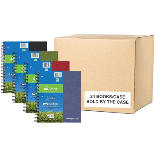 Roaring Spring Paper Products  Notebook, 2-Subj, 100 Sht, Wire-bound, 9"x11", 24/CT,AST