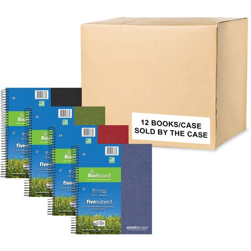 Roaring Spring Paper Products  Notebook, 5-Subj, 160 Sht, Wire-bound, 9"x11", 12/CT, AST