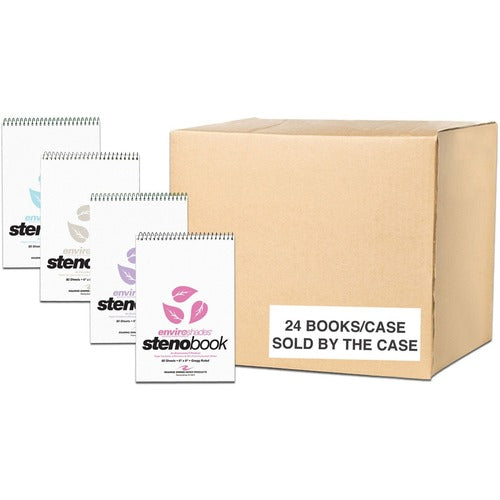 Roaring Spring Paper Products  Steno Book, 15 lb Recycled Paper, 6"x9", AST, 24/CT