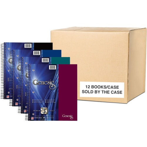 Roaring Spring Paper Products  Notebook,Wire-Bd,3-Sub,College-Rld,150Shts,9"x11",12/CT,AST