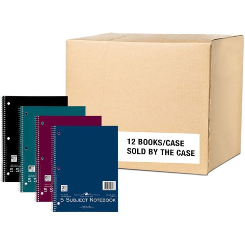 Roaring Spring Paper Products  Notebook,5Subj,3HP,College-Rld,180Sht,10-1/2"x8",12/CT,AST