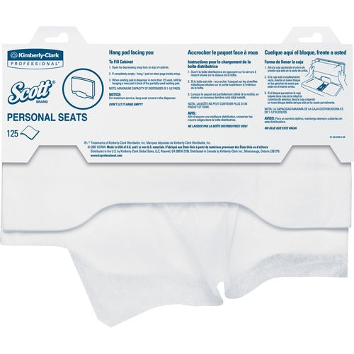 Kimberly-Clark Professional  Scott Toilet Seat Covers, 15"x17", 125/PK, White