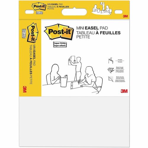 3M  Easel Pad, Super Sticky, Mini, 20 Shts, 15"x18", White