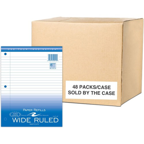 Roaring Spring Paper Products  Filler Paper, 3HP, Wide-Ruled, 8"x10-1/2", 100/PK, 1/CT, WE
