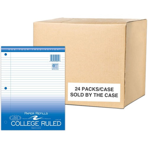 Roaring Spring Paper Products  Filler Paper,3HP,College-Ruled,8"x10-1/2",150/PK,24/CT,WE