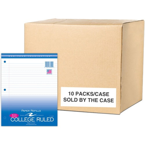 Roaring Spring Paper Products  Filler Paper,College-Rld,3HP,8-1/2"x11",500Sht/PK,10PK/CT,WE