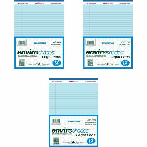 Roaring Spring Paper Products  Writing Pad,Legal-Rld,50 Sht,8-1/2"x11-3/4",72/CT,Blue