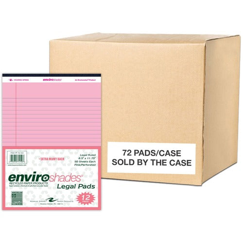 Roaring Spring Paper Products  Writing Pad,Legal-Rld,50 Sht,8-1/2"x11-3/4",72/CT,Pink
