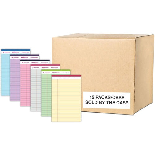 Roaring Spring Paper Products  Writing Pad,Lgl-Rld,50 Sht,5"x8",12/CT,AST Pastel