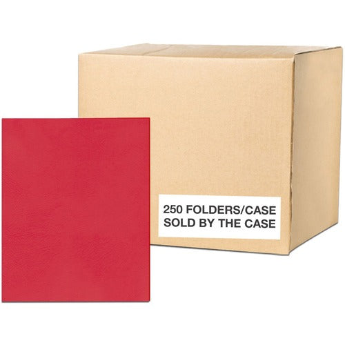 Roaring Spring Paper Products  Folders,w/2 Pockets,Embossed,9-1/2"x11-3/4",25/BX,10/CT,RD