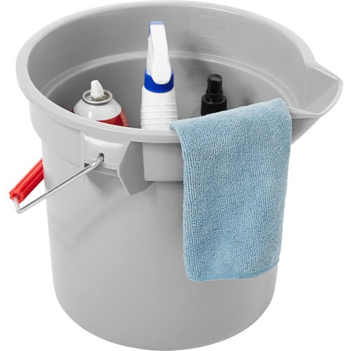 Rubbermaid Commercial Products  Bucket, Heavy-duty, Round, 14 Qt, 13-1/8"x11-3/8", 6/CT, GY