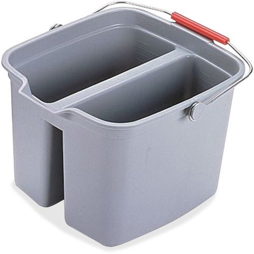 Rubbermaid Commercial Products  Double Bucket, 17 Quart, 13-7/8"x14-5/8"x10-1/8", 6/CT, Gray