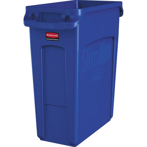 Rubbermaid Commercial Products  Recycling Container, Plastic, Venting, 16 Gal, 4/CT, Blue