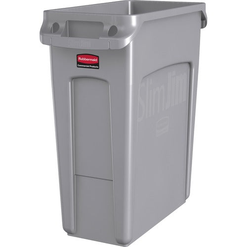 Rubbermaid Commercial Products  Recycling Container, Plastic, Venting, 16 Gal, 4/CT, Gray