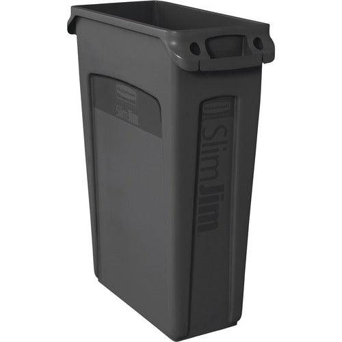 Rubbermaid Commercial Products  Waste Container,Slim Jim,Vented,23 Gal,22"x11"x30",4/CT,BK
