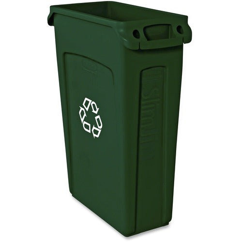 Rubbermaid Commercial Products  Recycling Container, Slim Jim, 23 Gal, 4/CT, Green