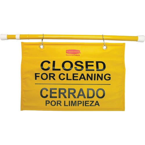 Rubbermaid Commercial Products  Safety Hanging Sign,Closed For Cleaning,50"x1"X13",6/CT,YW