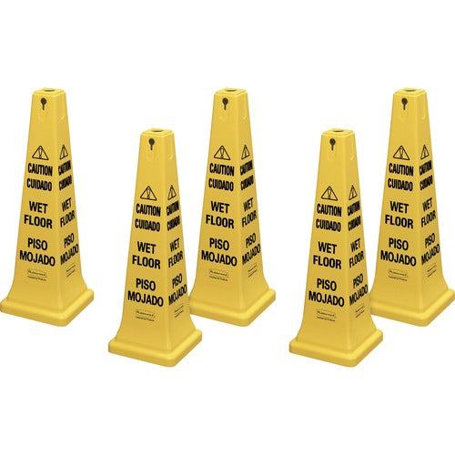 Rubbermaid Commercial Products  Safety Sign,"Caution Wet Floor",12-1/4"x12-1/4"x36",5/CT,YW