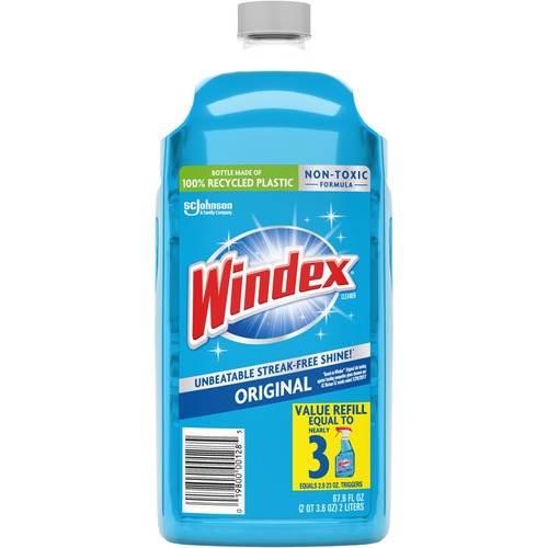S.C. JOHNSON & SON, INC  Glass Cleaner Refill, Windex w/Ammonia-D, 2L, 6/CT, Blue