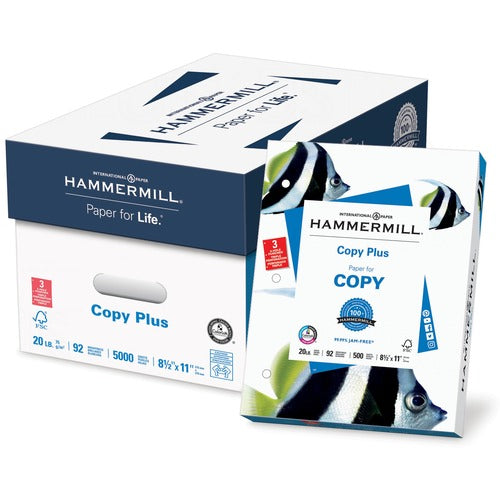 Hammermill  Copy Plus Paper,3HP,92 GE,20Lb,8-1/2"x11",500/RM,10RM/CT,WE-HAM105031CT