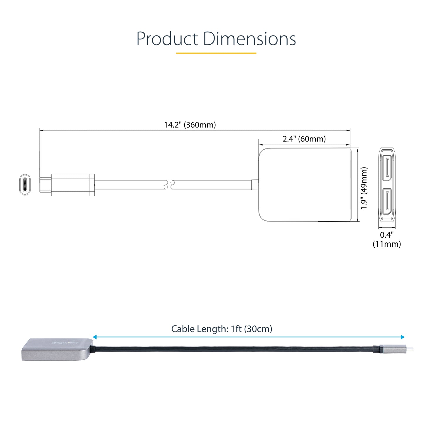 StarTech.com MST14CD122DP USB graphics adapter 4096 x 2160 pixels Gray