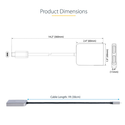 StarTech.com MST14CD122DP USB graphics adapter 4096 x 2160 pixels Gray
