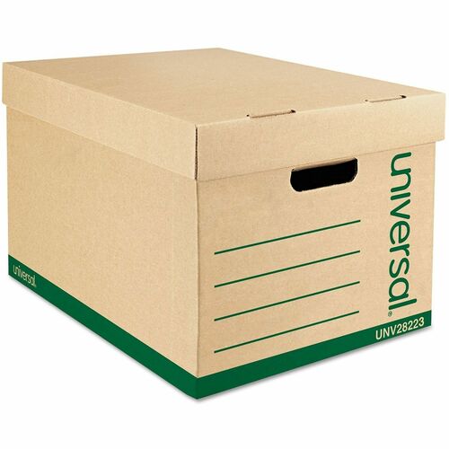 Universal  Recycled Medium-Duty Record Storage Box, Letter/Legal Files, Kraft/Green, 12/Carton