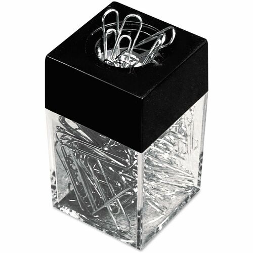 Universal  Paper Clips with (1) Magnetic-Top Desktop Dispenser, #1, Smooth, Silver, 100 Clips/Pack, 12 Packs/Box