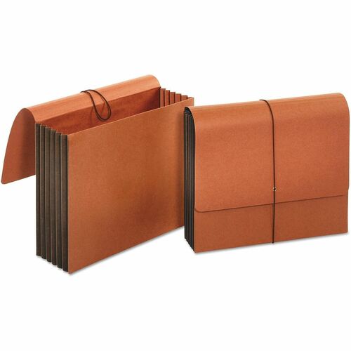 Universal  Extra Wide Expanding Wallets, 5.25" Expansion, 1 Section, Elastic Cord Closure, Letter Size, Redrope