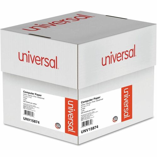 Universal  Printout Paper, 4-Part, 15 lb Bond Weight, 9.5 x 11, White/Canary/Pink/Buff, 900/Carton
