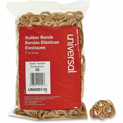 Universal  Rubber Bands, Size 10, 0.04" Gauge, Beige, 1 lb Box, 3,400/Pack