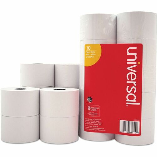 Universal  Impact and Inkjet Print Bond Paper Rolls, 0.5" Core, 1.75" x 138 ft, White, 10/Pack