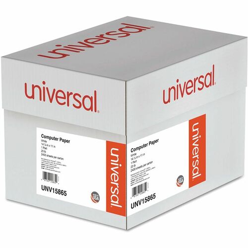 Universal  Printout Paper, 1-Part, 20 lb Bond Weight, 14.88 x 11, White, 2,400/Carton