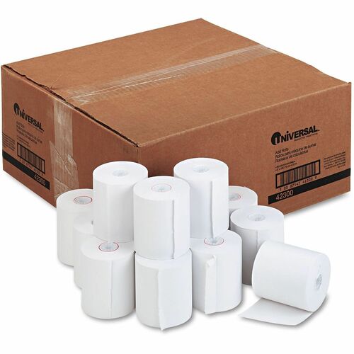 Universal  Impact and Inkjet Printing Bond Paper Rolls, 0.5" Core, 3" x 165 ft, White, 50/Carton