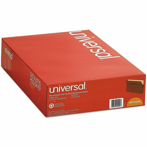 Universal  Redrope Expanding File Pockets, 1.75" Expansion, Legal Size, Redrope, 25/Box