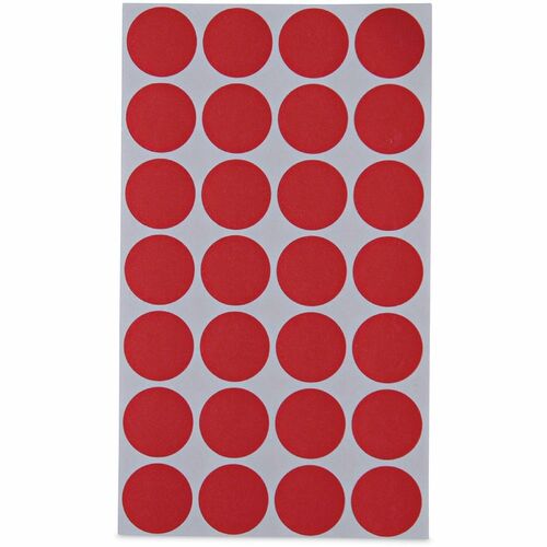 Universal  Self-Adhesive Removable Color-Coding Labels, 0.75" dia, Red, 28/Sheet, 36 Sheets/Pack