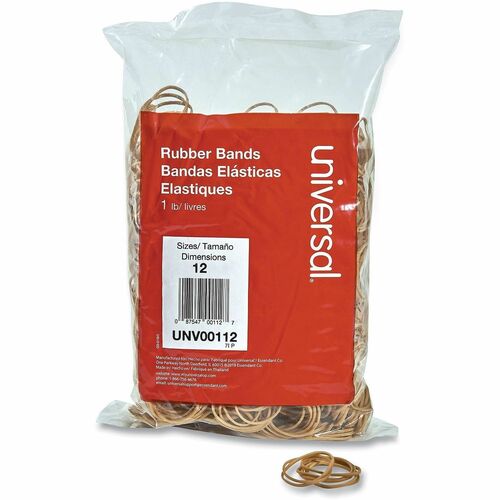 Universal  Rubber Bands, Size 12, 0.04" Gauge, Beige, 1 lb Box, 2,500/Pack