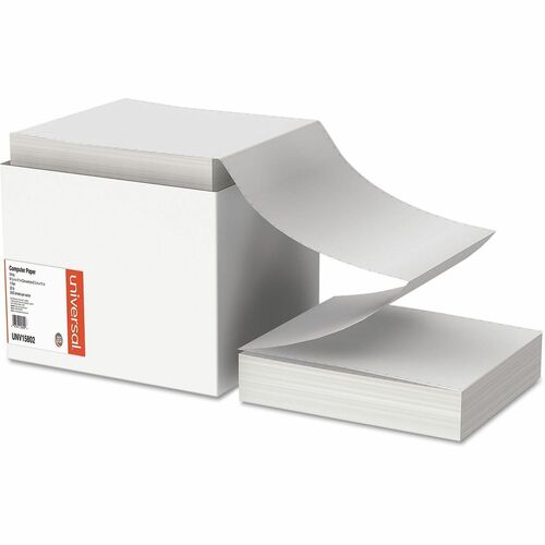 Universal  Printout Paper, 1-Part, 0.5" Standard Perforation, 20 lb Bond Weight, 9.5 x 11, White, 2,400/Carton