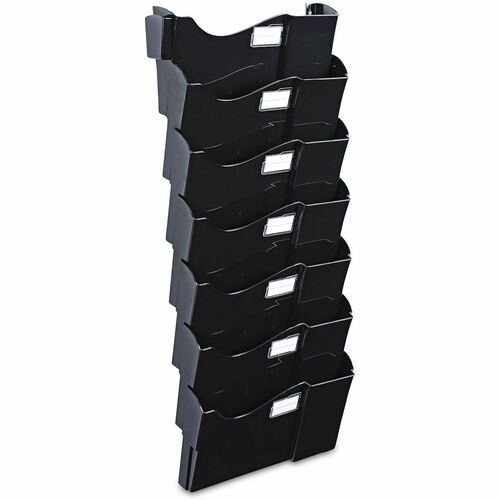 Universal  Grande Central Filing System, 7 Sections, Legal/Letter Size, Wall Mount, 16" x 4.75" x 38.25", Black, 7/Pack
