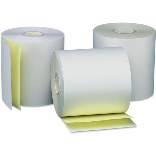 Universal  Carbonless Paper Rolls, 0.44" Core, 3" x 90 ft, White/Canary, 50/Carton