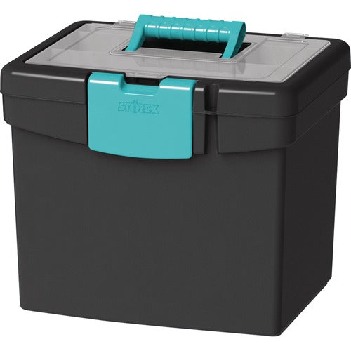 Storex Industries Corporation  File Storage Box, 10-9/10"Wx13-1/4"Dx11"H, Black/Teal