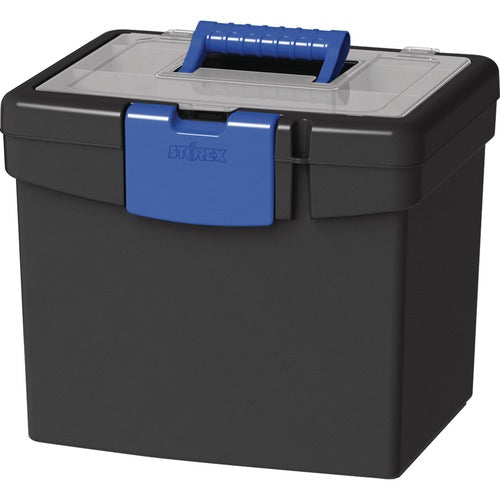 Storex Industries Corporation  File Storage Box, 13-1/4"x10-7/8"x11", Black/Blue