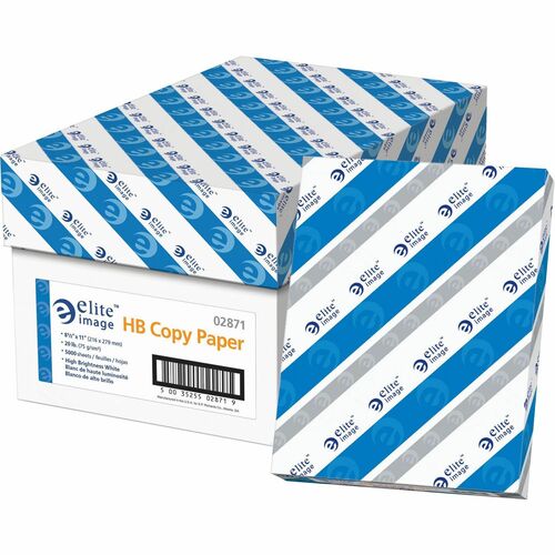 Elite Image  Paper, 20 lb, 5000 Sheets, 8-1/2"x11", 10 RM/CT, White-ELI02871