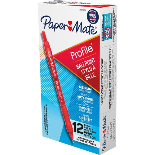 Paper Mate  Ballpoint Pen, 1.0mm Point, 1/4"Wx5-1/2"Lx1/4"H, 1 DZ, Red